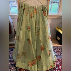 Green, gold and floral lehenga